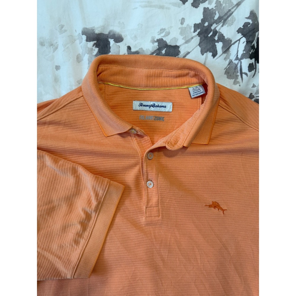 Tommy Bahama IslandZone Mens XL Orange Textured Short Sleeve Polo Shirt